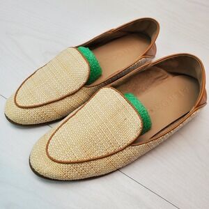 Aerosoles Women's Bay Loafers Espadrille Woven Tan Leather Trim Size 8M‎